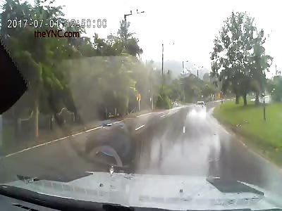 Car flips on its side