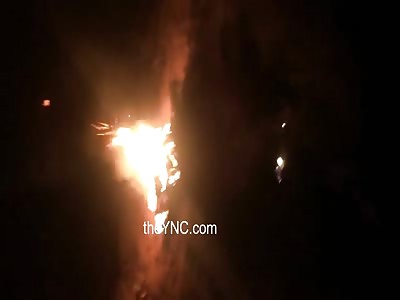 Close up of burning thug 