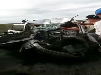 Dead and trapped in a car wreck