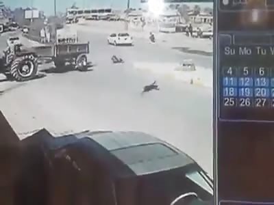 Biker Slams into a Tractor