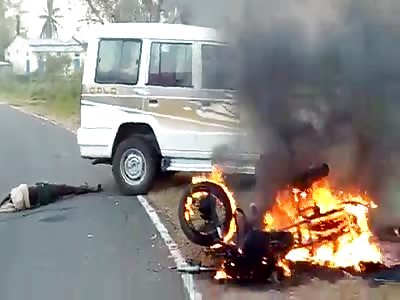 Burning Bike Accident