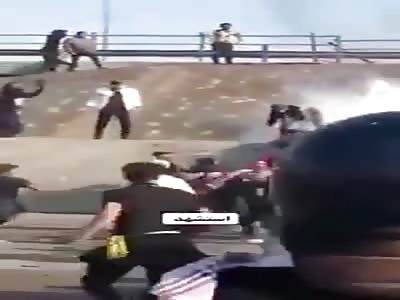  A protester was shot with a smoke tube