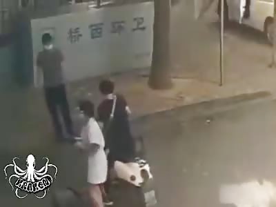 the man was cut in the neck, in front of his wife