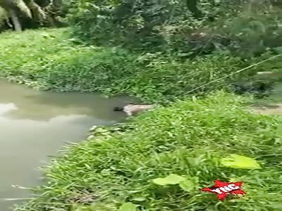 lifeless body of a man, floating in the water