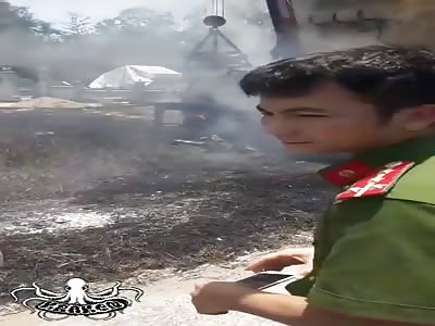 motorcyclist dies burned in a large electrical explosion