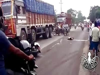 serious accident, man was hit by truck