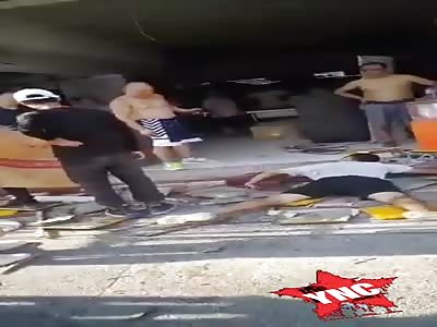 bad day at work, he fell from the building