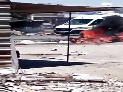 Consequences of of a car bomb.