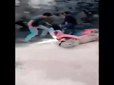 Fun with young man treated like piñata