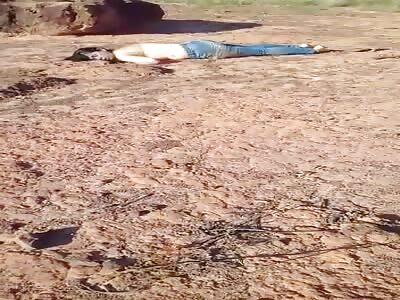 Dead girl in open field