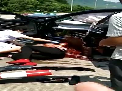 Woman has a car accident