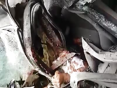 Strong road accident (a pressed person)