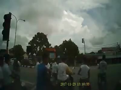 It gets ahead on the road and run over it