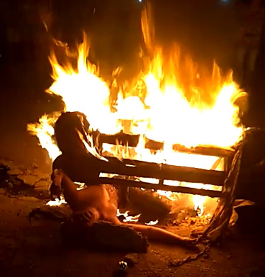 They picked up the rapist inside the jail and burned it inside the sofa