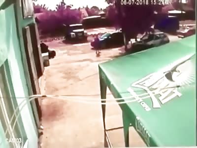 Strong wind people go flying 