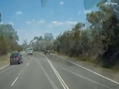 Horrific moment a car collides head-on with an off-duty cop