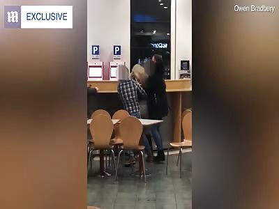 Two women viciously fight at a service station in Hertfordshire