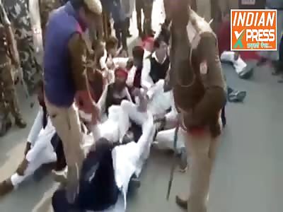 Police and protesters in Punjabi