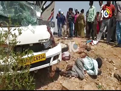 RTC Bus Hits Tata Ace Vehicle Near Nalgondas Sheripally Village