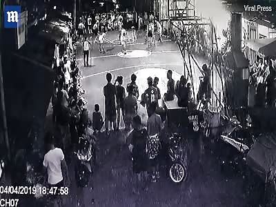 Terrifying floodlights explosion at Philippines basketball game