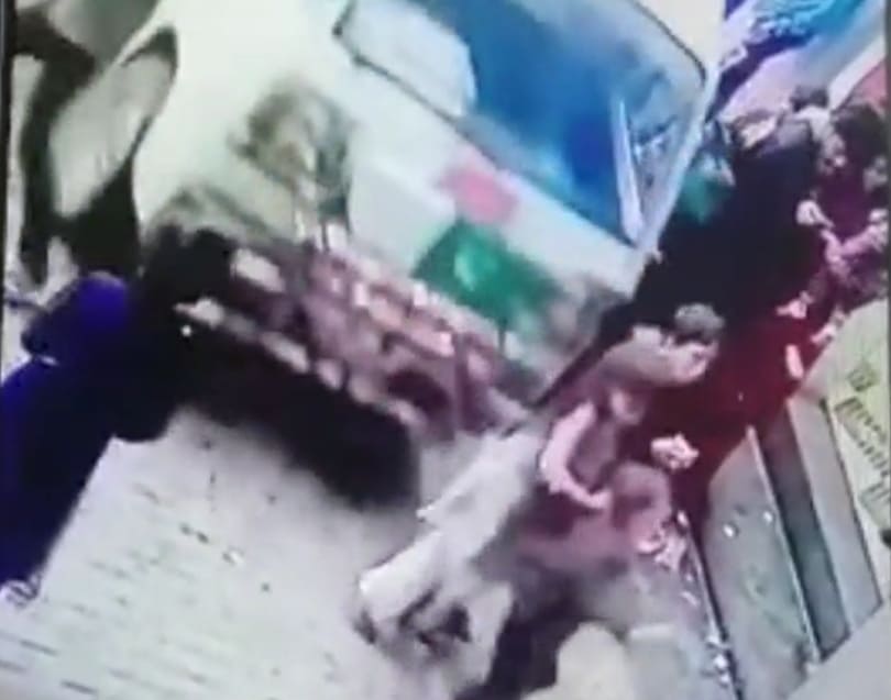 SAD: Girl is Flattened Between Van And Wall