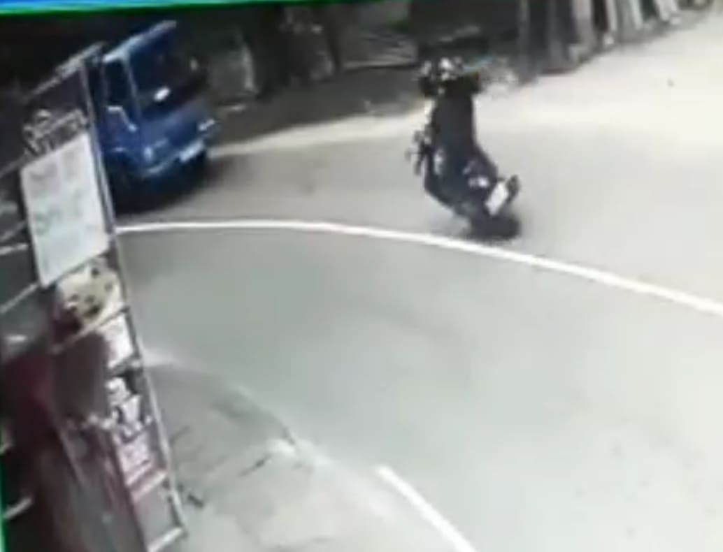 Biker And Passenger Meet Truck Head On