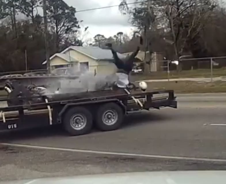 Careless Biker Crashes Into Trailer