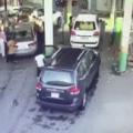 MAN BECOMES A METAL SANDWICH AT A CARWASH