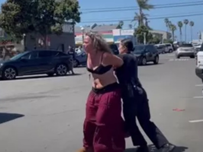 Crazy White Chick Taken Out in Cali