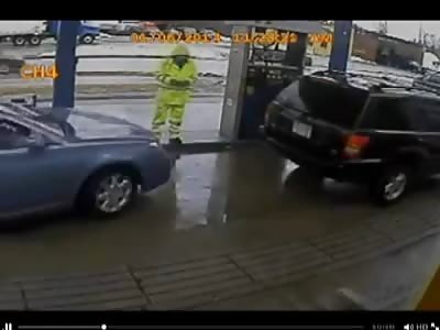 Driver Hits Gas Station Attendant, Sparks Pump Fire