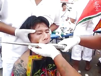Piercing Ritual of Vegetarian Festival in Phuket province 