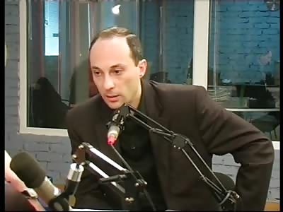 Angry politician in TV studio