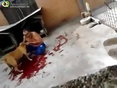 Pitbull eating her alive owner!