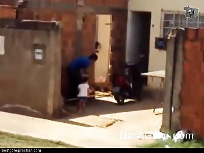 Brazilian Father gives a hard beating to his little daughter.