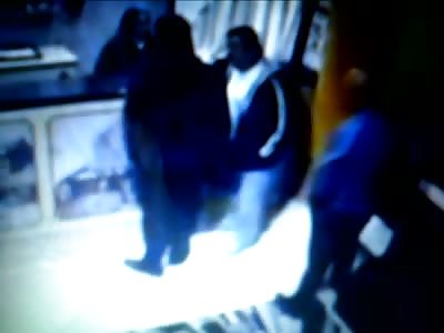 Picture shows safety assaulting tourist to take money from account