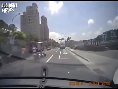 School Kids Run Into The Path Of A Motorcycle.