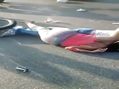 Motorcycle Couple get Brains Scattered on the Street.