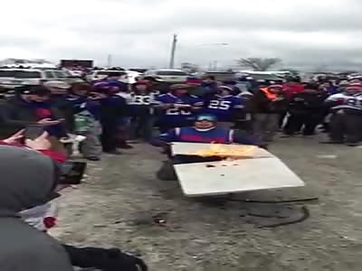 Crazy Buffalo Bills fan catches himself on fire